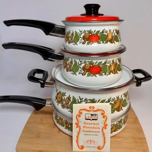 Vintage LEVCO Gourmet Porcelain Cookware Set 🍅 7-Piece | Japan | NEW Unused
